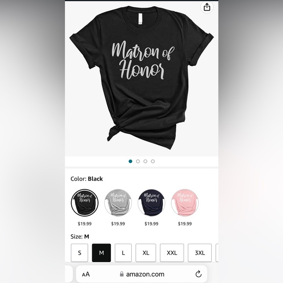 Black “Matron of honor” t-shirt - Picture 1 of 1